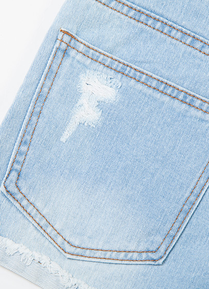 女童水洗刺繡款全棉牛仔短褲